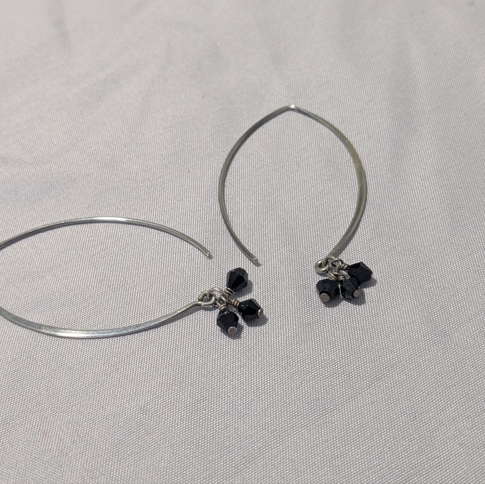 Silpada 925 Black Obsidian "Social Gathering" Wire Earrings - Picture 6 of 13